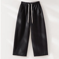 Damen Weite High‑Waist Leinenmix-Hose mit elastischem Bund und Kordelzug Nord Taschen - Dunkelblau