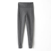 Damen Thermo-Feinstrick-Leggings mit hoher Taille und geripptem Knöchelabschluss Nord Taschen - Mittelgrau