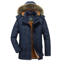 Herren Winterparka mit Kapuze, Knöpfen und Taschen - Dunkelblau