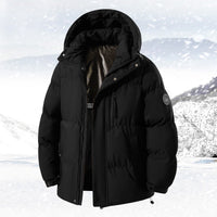 Herren Daunenjacke mit Kapuze und Taschen - Schwarz