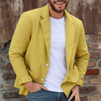 Herren Jersey Sakko leger mit Taschen - Gold