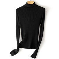 Damen Figurnaher Feiner Rippstrick-Rollkragenpullover mit Stretch-Finish Nord Taschen - Obsidienschwarz