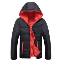Mila | Wattierte Kapuzen Steppjacke - Schwarz+Orange