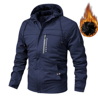 Herren gefütterte Softshelljacke mit Kapuze und Brusttasche - Dunkelblau