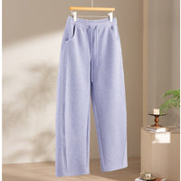 Damen Relaxed-Fleece-Hose mit hoher Taille, Tunnelzug und dekorativer Seitennaht Nord Taschen - Sternenvioletthose
