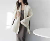 Damen Schicke und elegante Wickeljacke Nord Taschen - Weiß