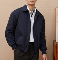 Herren klassische Harrington-Jacke mit Reißverschluss und Rippbündchen Nord Taschen - Dunkelblau