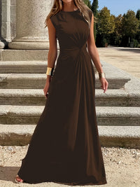 Damen Maxikleid mit elegantem Wickeldesign und schmeichelndem Schnitt - Braun