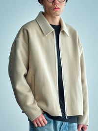 Herren Wolljacke mit Reißverschluss und weiter Passform Nord Taschen - Cremebeige