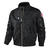 Herren Bomberjacke im Pilotendesign mit Multifunktionstaschen - Schwarz