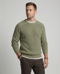 Herren Grobstrick Pullover mit Rundhalsausschnitt und lässigem Schnitt - Hellgrün