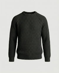 Herren Grobstrick Pullover mit Rundhalsausschnitt und lässigem Schnitt - Schwarz