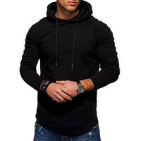 Herren Longline-Hoodie mit Kordelzug und langen Ärmeln - Schwarz
