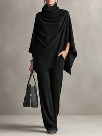 Amelie | Elegantes drapiertes Zweiteiler-Set - Schwarz