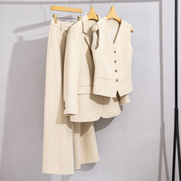 Damen Lang geschnittener Wollmix-Blazer mit Ein-Knopf-Verschluss und Pattentaschen Nord Taschen - Ecru Dreiteiler