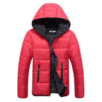 Mila | Wattierte Kapuzen Steppjacke - Rot+Schwarz