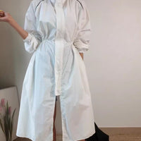 Damen leichter Windbreaker-Mantel mit Tunnelzug und Raglanärmeln - Weiß