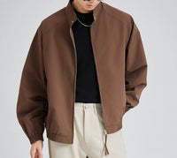 Herren leichte oversized Bomberjacke mit Stehkragen und elastischen Bündchen Nord Taschen - Braun