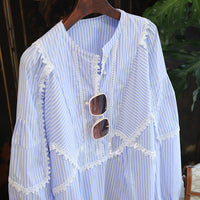 Damen Verspielte Bluse mit Rüschen-Details Nord Taschen - Blau