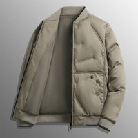 Herren Langarm Steppjacke mit Knöpfen und Taschen - Khaki