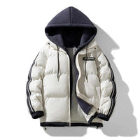 Herren wattierter Parka mit innenliegendem Hoodie und Zwei-Wege-Reißverschluss - Cremeweiß