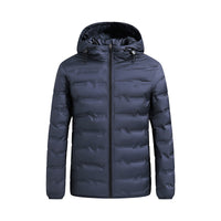 Herren ultraleichte Steppjacke mit Kapuze und Windschutzleiste - Dunkelblau