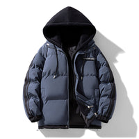 Herren wattierter Parka mit innenliegendem Hoodie und Zwei-Wege-Reißverschluss - Dunkelgrau