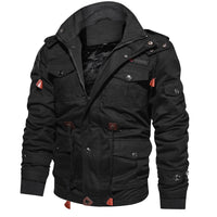 Herren gefütterte Utility-Feldjacke mit Kordelzug und Taschen - Schwarz 9933