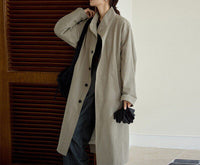 Damen Urbaner Lange Trenchcoat Nord Taschen - Graugrün
