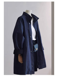 Damen Urbaner Oversized Mantel Nord Taschen - Graublau