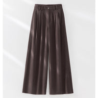 Damen Weite Bundfalten-Hochbundhose aus Wollmischung Nord Taschen - Braun