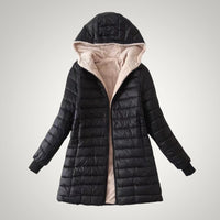 Ute | Damen Winter Fleece Gefütterte Daunenjacke - Schwarz