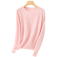 Damen Feiner Rundhals-Feinstrickpullover mit leichter Oversize-Passform Nord Taschen - Rosa Blüten