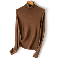 Damen Leichter Feinstrick-Rollkragenpullover mit fließender Passform Nord Taschen - Dunkelkamel