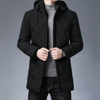 Herren Langarm Kapuzenjacke mit Taschen - Schwarz