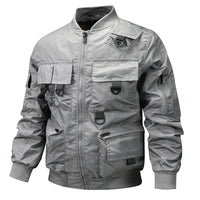 Herren Bomberjacke mit modularen Taschen und D-Ring-Details - Grau