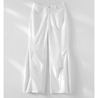 Damen Weite High‑Waist-Hose mit eingesetztem Beinschlitz und markanten Eingrifftaschen Nord Taschen - Weiß