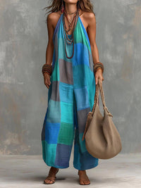 Oriana | Damen Halter Wide-Leg Jumpsuit - Blau