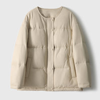 Damen Steppjacke mit hohem Kragen Nord Taschen - Sonnenscheinweiß