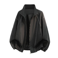 Herren Oversize-Leichtblouson mit Stehkragen und elastischem Saum - Schwarz