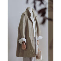 Damen Urbaner Oversized Mantel Nord Taschen - Hellkhaki
