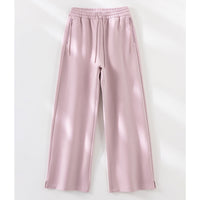 Damen weite French‑Terry Lounge-Sweatpant mit hohem Bund, Kordelzug und seitlichen Schlitzen Nord Taschen - Quarzrosa (Hose)