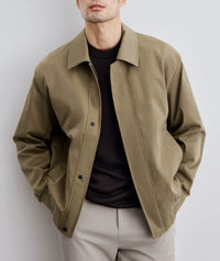 Herren klassische Harringtonjacke mit Rippsaum und verdecktem Reißverschluss Nord Taschen - Khaki
