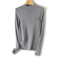 Damen Leichter Feinstrick-Pullover mit kurzem Stehkragen und schmaler Silhouette Nord Taschen - Hell meliertes Grau