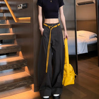 Damen Weite Baumwollhose mit Statement-Gürtel Nord Taschen - Steinfarbe