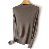 Damen Feinstrick-Longsleeve mit kurzem Stehkragen und schlanker Silhouette Nord Taschen - Hellblumiges Braun