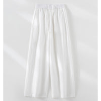 Damen Weite Leinen‑Optik Palazzohose mit elastischem Bund und fließender Silhouette Nord Taschen - Weiße Hose