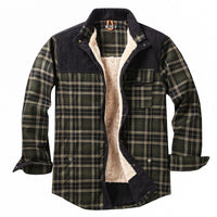 Herren Hemdjacke mit Karomuster und Taschen - Schwarz
