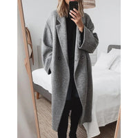 Damen Oversize-Mantel mit Revers und doppelter Knopfleiste - Grau