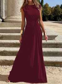 Damen Maxikleid mit elegantem Wickeldesign und schmeichelndem Schnitt - Weinrot